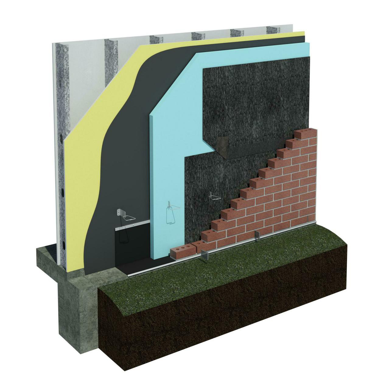 DriPlane metal stud wall with brick veneer